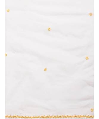 Ada Hand Embroidered White Cotton Lucknow Chikan Saree with Blouse 4