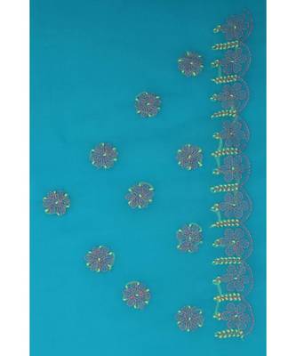 Ada Hand Embroidered Blue Faux Georgette Lucknow Chikan Saree With Blouse 4