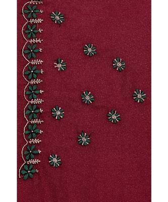 Ada Hand Embroidered Lucknow Chikan Maroon Faux Georgette Saree with Blouse 5