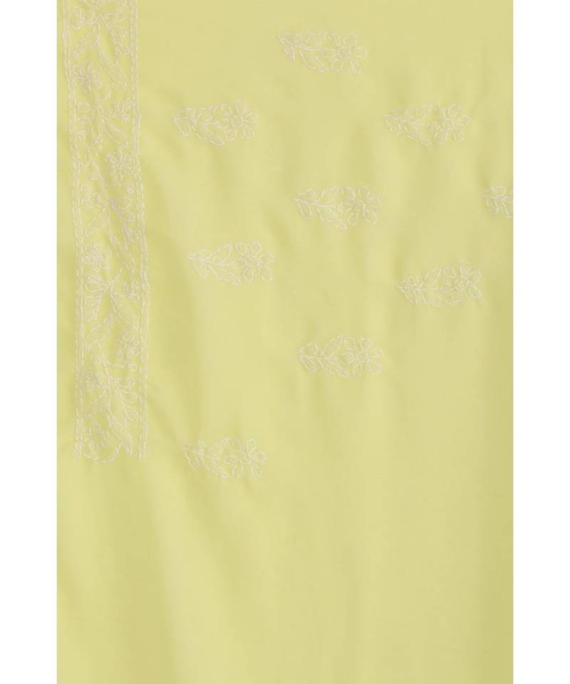 Ada Floral HAND EMBROIDERED LEMON GEORGETTE CHIKANKARI WOMEN SAREE WITH BLOUSE - A183216