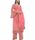 Pink embroidered georgette salwar