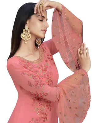 Pink embroidered georgette salwar 3