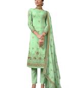 Green embroidered pure chiffon salwar