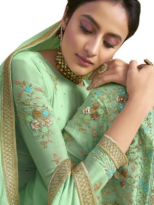 Green embroidered pure chiffon salwar 2