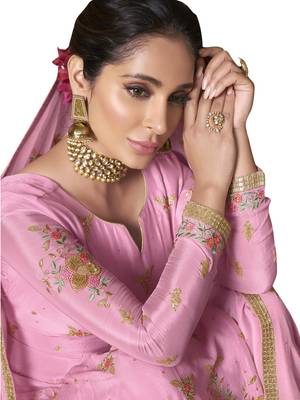 Pink embroidered pure chiffon salwar 2