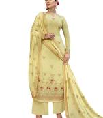 Yellow embroidered pure chiffon salwar