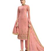 Peach embroidered pure chiffon salwar