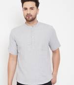Grey plain pure cotton men-kurtas