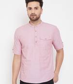 Red plain pure cotton men-kurtas