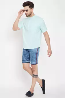 Green plain pure cotton men-kurtas