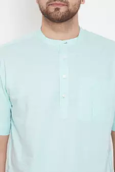 Green plain pure cotton men-kurtas