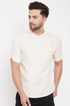 Yellow plain pure cotton men-kurtas