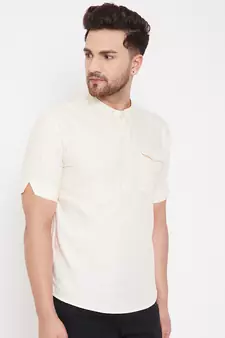 Yellow plain pure cotton men-kurtas