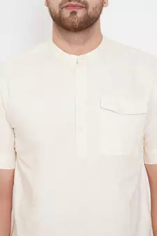 Yellow plain pure cotton men-kurtas