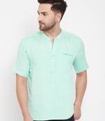 Blue plain pure cotton men-kurtas