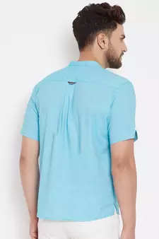 Blue plain pure cotton men-kurtas