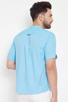 Blue plain pure cotton men-kurtas