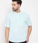 Blue plain pure cotton men-kurtas