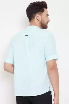 Blue plain pure cotton men-kurtas