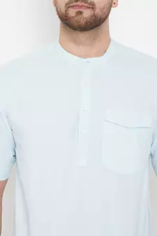 Blue plain pure cotton men-kurtas