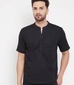 Black plain pure cotton men-kurtas