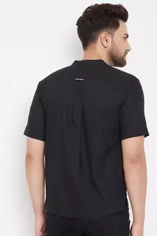 Black plain pure cotton men-kurtas