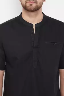 Black plain pure cotton men-kurtas