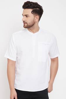 White plain pure cotton men-kurtas