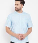 Blue plain pure cotton men-kurtas