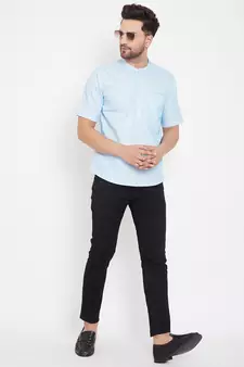 Blue plain pure cotton men-kurtas
