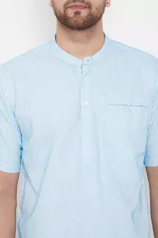 Blue plain pure cotton men-kurtas