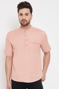 Brown plain pure cotton men-kurtas