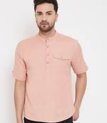 Brown plain pure cotton men-kurtas