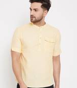 Yellow plain pure cotton men-kurtas