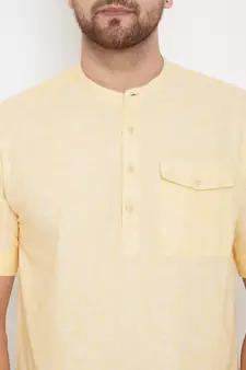 Yellow plain pure cotton men-kurtas