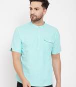 Blue plain pure cotton men-kurtas