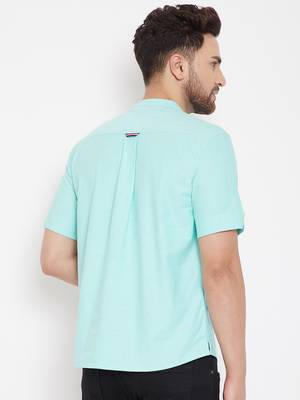 Blue plain pure cotton men-kurtas 4