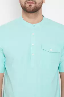 Blue plain pure cotton men-kurtas