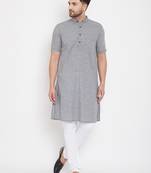 Grey woven pure cotton men-kurtas