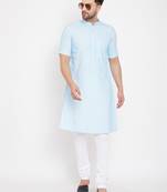 Blue woven pure cotton men-kurtas