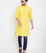 Yellow plain pure cotton men-kurtas