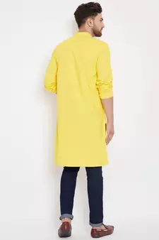 Yellow plain pure cotton men-kurtas