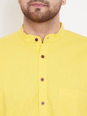 Yellow plain pure cotton men-kurtas 5