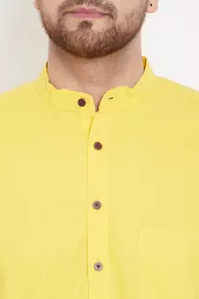 Yellow plain pure cotton men-kurtas