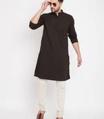 Brown plain pure cotton men-kurtas