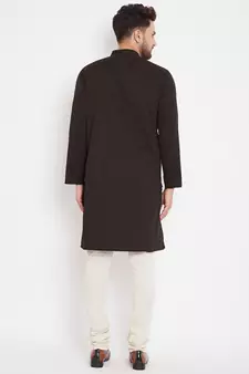 Brown plain pure cotton men-kurtas