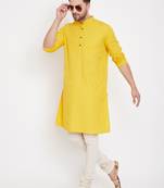 Yellow plain pure cotton men-kurtas