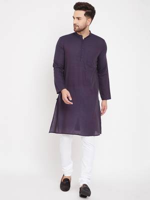 Blue plain viscose rayon men-kurtas 2