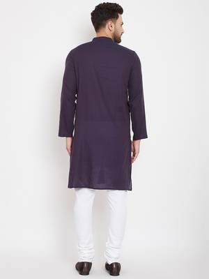 Blue plain viscose rayon men-kurtas 4
