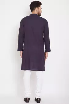 Blue plain viscose rayon men-kurtas